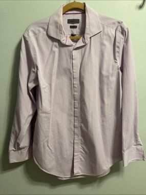 Calvin Klein Men’s Light Purple Micro-Check Dress Shirt slim fit 16/32-33